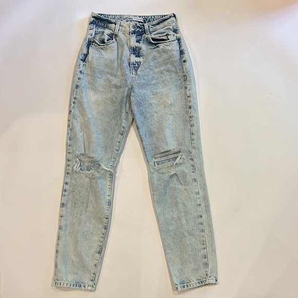 Zara woman’s Ripped acid wash high rise mom fit denim jeans pants size 4 - Picture 3 of 11